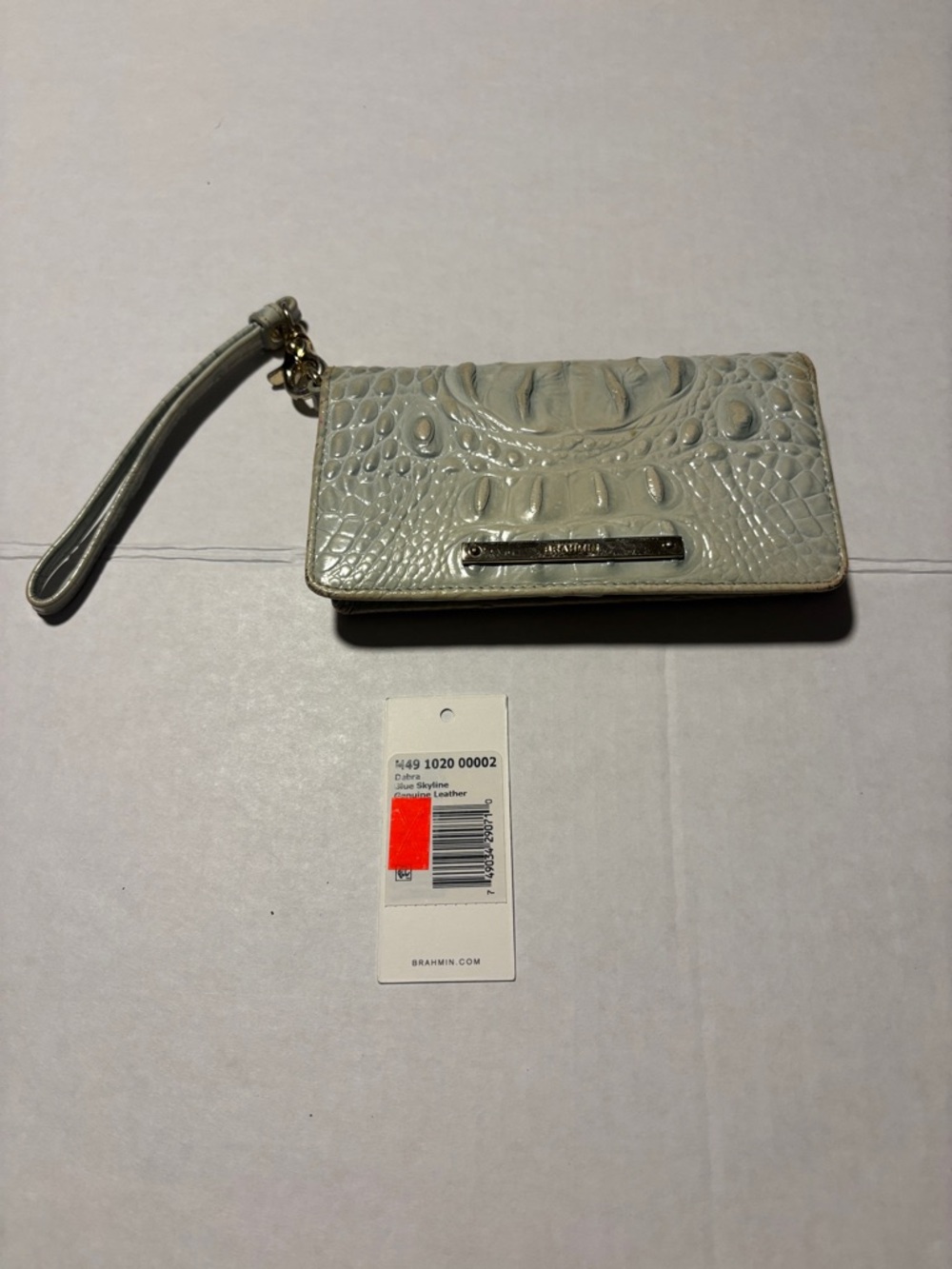 Brahmin Debra Croc-Embossed Wristlet  Wallet in Pale Blue